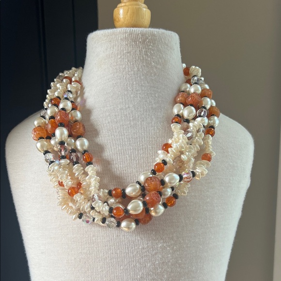 Elegant Multi-Strand Pearl and Bead Necklace - Picture 1 of 3